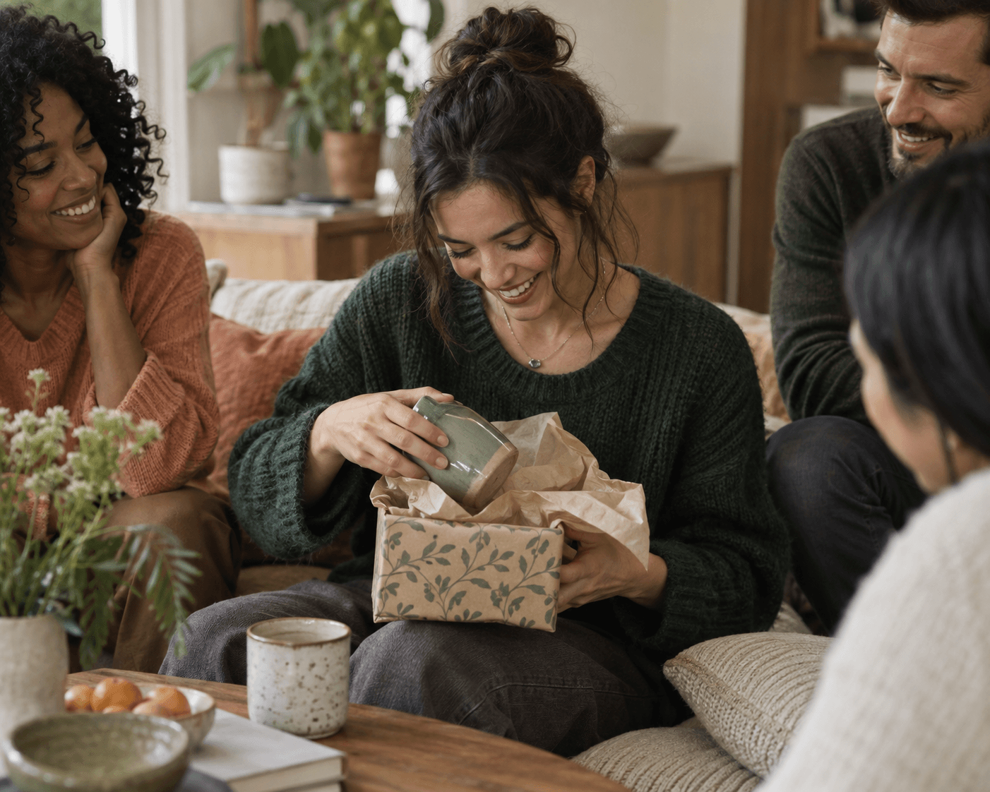 A thoughtful gift being opened